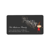 魔法のかわいい小妖精や小人白い渦巻きクリスマスアドレス ラベル (正面)