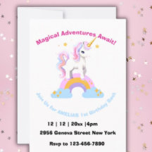 魔法のかわいい水色の虹のユニコーン誕生日