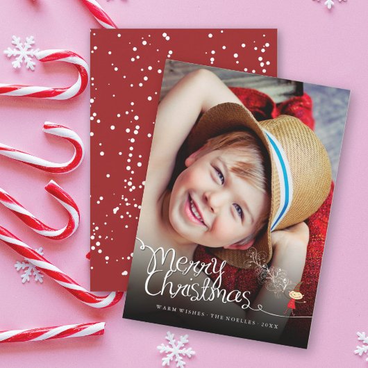 魔法のかわいい漫画小妖精や小人メリークリスマスおもしろい写真 シーズンカード