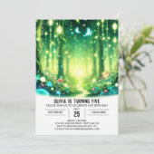 魔法のかわいらしウッドランドデジタル誕生日 招待状 (スタンド正面)