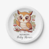 魔法のかわいらしフクロウ赤ちゃんシャワー ペーパープレート (正面)