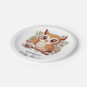 魔法のかわいらしフクロウ赤ちゃんシャワー ペーパープレート (アングル)