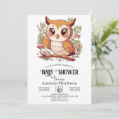 魔法のかわいらしフクロウ赤ちゃんシャワー 招待状 (スタンド正面)