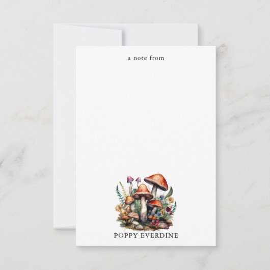 魔法のきのこ お子様の名前入り ノートカード (正面)