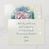 魔法のきらきらユニコーンの子供の誕生日 サンキューカード (正面/裏面)