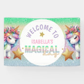 魔法のきらめき 虹色 ユニコーン 誕生日 バナー 横断幕 (横)
