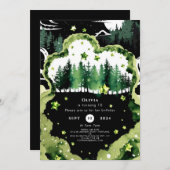 魔法のきらめくウッドランド誕生日 招待状 (正面/裏面)