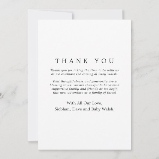 魔法のきらめくフローラヴィンテージ赤ちゃんシャワー サンキューカード (裏面)