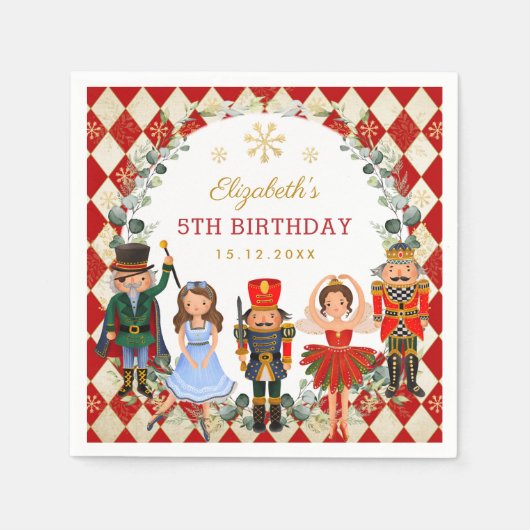魔法のくるみクラッカークリスマスホリデーベビー誕生日 スタンダードカクテルナプキン (正面)