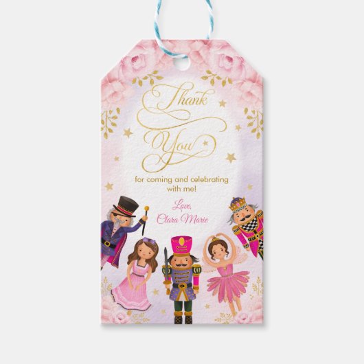 魔法のくるみ割り誕生日赤面金ゴールドフローラ ギフトタグ (正面)