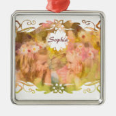 魔法のささやき:庭のふたりの妖精の友達 メタルオーナメント (正面)