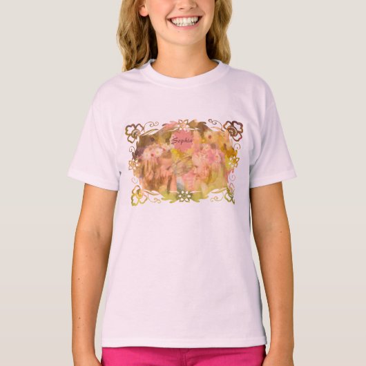 魔法のささやき: 庭園のふたりの妖精の友達 Tシャツ (正面)