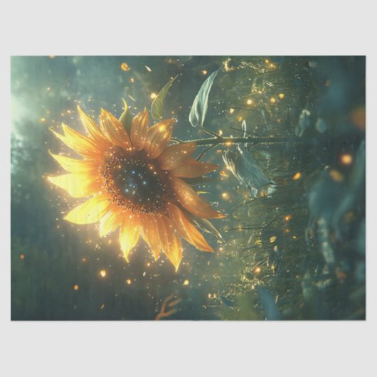 魔法のひまわりとホタルのデコパージュ 薄葉紙 (正面)