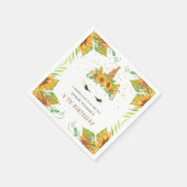 魔法のひまわりユニコーン誕生日紙 スタンダードカクテルナプキン (角)