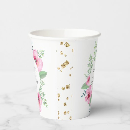 魔法のようなエレガントで明るい花柄のウェディングペーパーカップ 紙コップ (左)