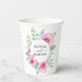 魔法のようなエレガントで明るい花柄のウェディングペーパーカップ 紙コップ (正面)