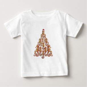 魔法のようなサンタ帽子のタツノオトシゴ ベビーTシャツ