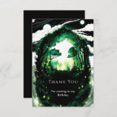 魔法のようなパステルカラーの森の誕生日 サンキューカード (正面/裏面)