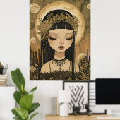 魔法のようなファンタジーの静かな女性の不思議な謎 ポスター (ホームオフィス)