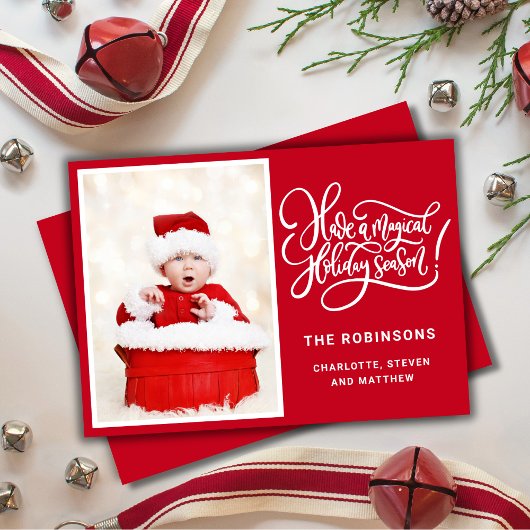 魔法のようなホリデーシーズンの写真カード シーズンカード