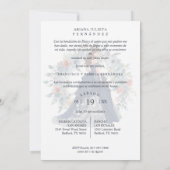 魔法のようなロマンチックなスペイン風のキンセアニェラ　青い色合い 招待状 (裏面)