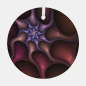 魔法のような光沢のある抽象芸術ストライプのフラカラフルルタル ガラスオーナメント (裏面)