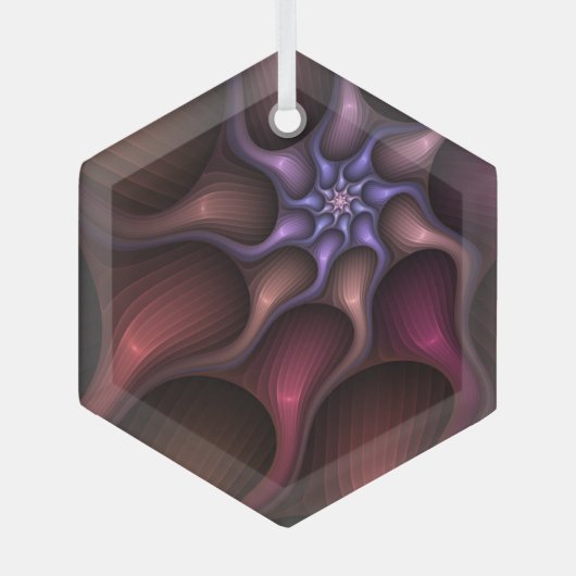 魔法のような光沢のある抽象芸術ストライプのフラカラフルルタル ガラスオーナメント (正面)