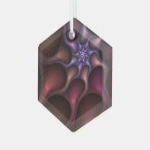 魔法のような光沢のある抽象芸術ストライプのフラカラフルルタル ガラスオーナメント (正面左)