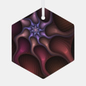 魔法のような光沢のある抽象芸術ストライプのフラカラフルルタル ガラスオーナメント (裏面)