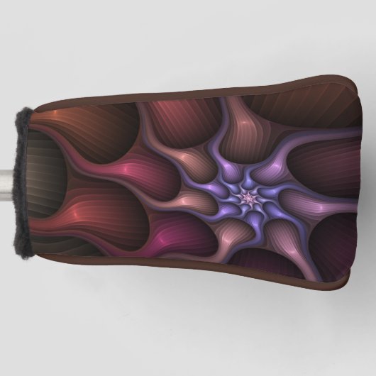 魔法のような光沢のある抽象芸術ストライプのフラカラフルルタル ゴルフヘッドカバー (正面)