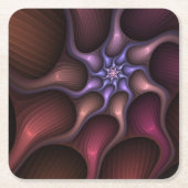 魔法のような光沢のある抽象芸術ストライプのフラカラフルルタル スクエアペーパーコースター (正面)