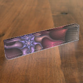 魔法のような光沢のある抽象芸術ストライプのフラカラフルルタル デスクネームプレート (側面)