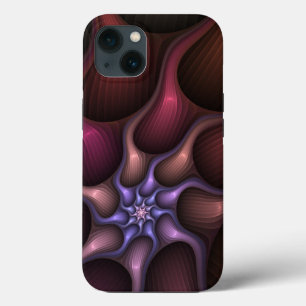 魔法のような光沢のある抽象芸術ストライプのフラカラフルルタル iPhone 13ケース
