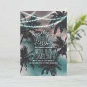 魔法のような夜空のビーチでの夕方ウェディング 招待状 (スタンド正面)