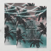 魔法のような夜空のビーチでの夕方ウェディング 招待状 (正面/裏面)