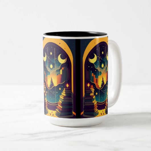 魔法のような本の領域 ツートーンマグカップ (正面右)
