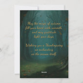 魔法のような秋の妖精が贈る感謝祭のグリーティング シーズンカード (裏面)