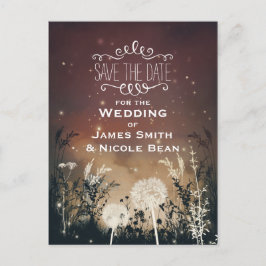 魔法のような素朴な空 星と葉のSave The Date 案内ポストカード