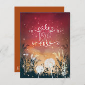 魔法のような赤い夜空の星と葉のRSVPカード インビテーションポストカード (正面/裏面)