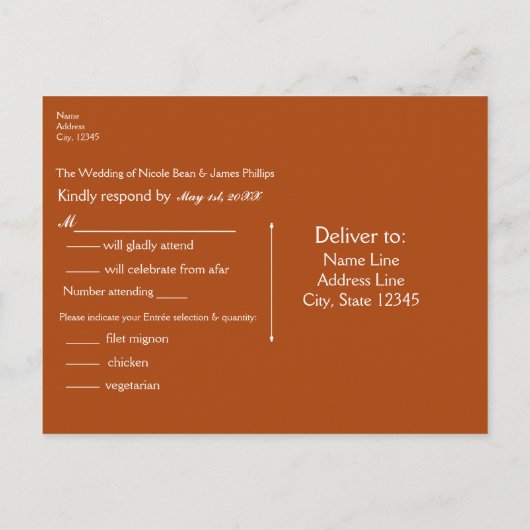 魔法のような赤い夜空の星と葉のRSVPカード インビテーションポストカード (裏面)