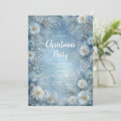 魔法のような霜の降りた青い白い花の冬のウェディング 招待状 (スタンド正面)