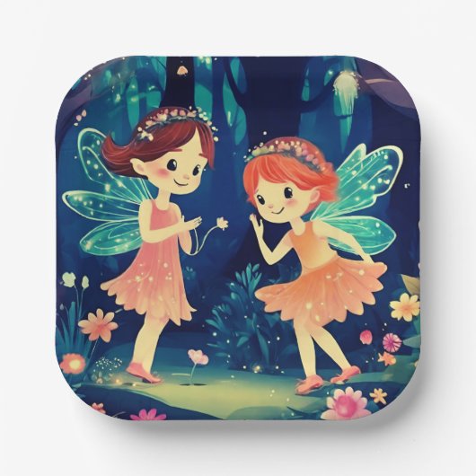 魔法のような魔法の森の妖精遊たち ペーパープレート (正面)