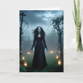 魔法のような、ぞっとする魔女の「ハロウィンおめでとう!」の挨拶 カード (正面)