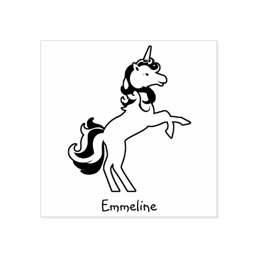 魔法のよくはしゃぐユニコーン馬のパーソナライズ名 ラバースタンプ (インプリント)