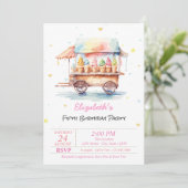 魔法のアイスクレームスターズピンク誕生日 招待状 (スタンド正面)