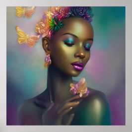 魔法のアフリカの虹の蝶の女性 ポスター