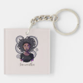 魔法のアフロの女性 キーホルダー (裏面)