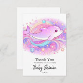 魔法のイルカの赤ちゃんシャワー サンキューカード (正面/裏面)