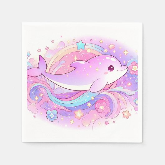 魔法のイルカの赤ちゃんシャワー スタンダードカクテルナプキン (正面)