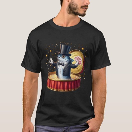 魔法のイワシ脱出トリック 魔法使いの魚ショー Tシャツ (正面)